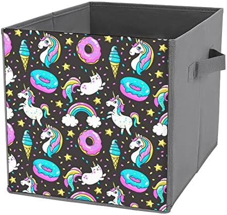 Donuts Rainbow Unicorns CAT CAT CUBES CUBES ORGANIZADOR Caixa dobrável com alças