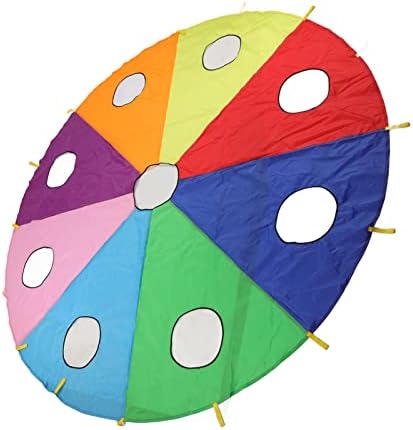 Drfeify Umbrella Parachute Playset para crianças 9 buracos 305cm Rodada de moldura inflável Mole para o desenvolvimento