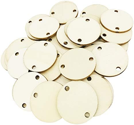 120pcs de madeira coração círculos de madeira tags com orifícios para artesanato diy pequenos discos de madeira redonda