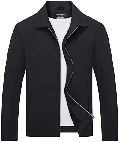 Magcomsen masculino masculino Jackets casuais Jacket Jacket Jacket Front-Zip Golf Jacket Work Coat Windbreaker com