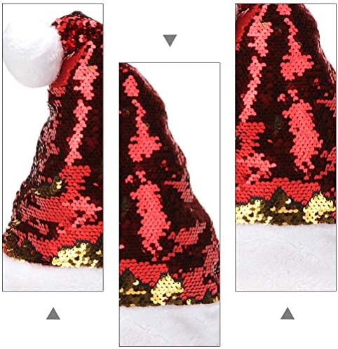 Soimiss 2pcs chapéu de natal lantejas de pelúcia curta chapéu de natal decoração de natal