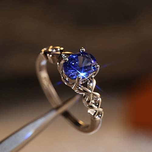 Anéis de noivado de Yistu para mulheres anel de pedra azul feita artesanal de luxo noivado de jóias de jóias do presente