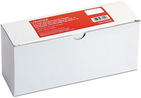 Universal 36002 Peel Seal Strip Business Envelope, 10, 4 1/8 x 9 1/2, branco, 100/caixa