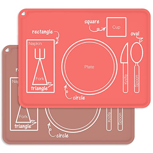 Placemats de silicone para crianças, Baby Montessori Placemats for Kids crianças crianças reutilizáveis ​​de mesa de