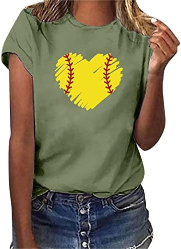 Tamas de manga curta feminina, tees gráficos de beisebol de beisebol de beisebol fofo de verão de manga curta de manga curta tops de