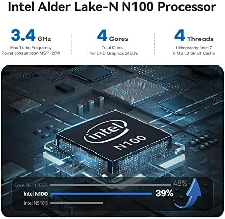 Beelink Eq12 Mini PC, Intel 12th Gen Alder Lake-N100, 16 GB DDR5 RAM 500 GB PCIE3.0 X1 SSD, Mini Desktop Computador Suporte