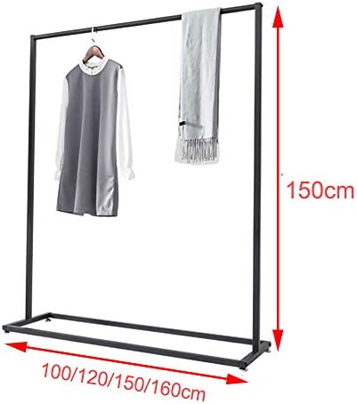 Roupas de roupas pesadas para o chão, trilho de roupa de ferro forjado, durável / preto / 100cm