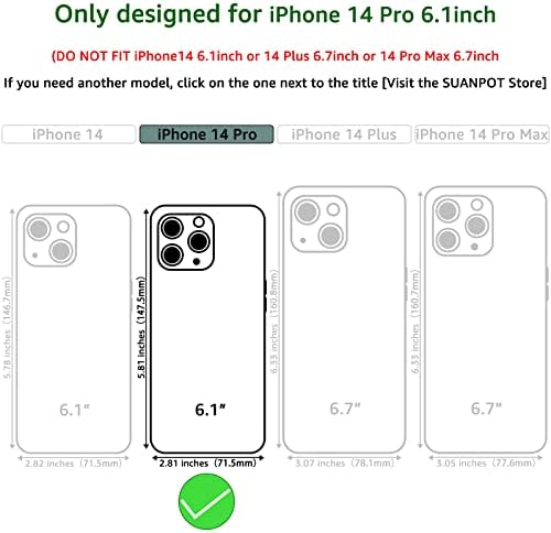 Suanpot para iPhone 14 Pro 6.1 Caixa de carteira com bloqueio de crédito de bloqueio de RFID, Flip Book PU Cover de couro para homens homens para Apple 14 Pro Caso Phone Light Brown