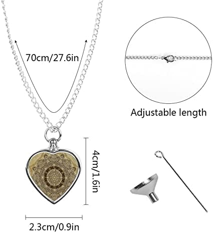 Círculo de mandala ornamental vintage com colar de pingente de pingente de urna em forma de coração em forma de coração para mulheres