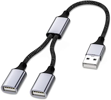 Jasput USB Splitter Cable, 1 masculino a 2 conectores de cabos de extensão USB fêmea, cubo de extensor USB multiport, carregador
