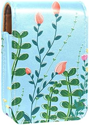 Bolsa de batom de batom de maquiagem de oryuekan com espelho portátil de armazenamento portátil de armazenamento de armazenamento Lip Gloss Storage, flor de floral de primavera