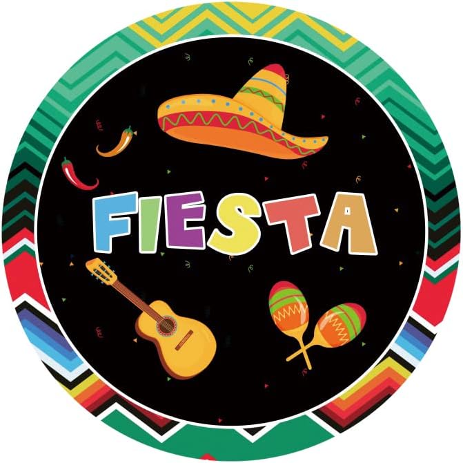 Aofoto 6.5x6,5ft mexicano Fiesta tema redonda capa de capa de capa de guitarra colorida listrada listrada Cinco de Mayo