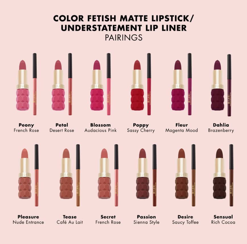 Milani Color Fetish Lipstick e eufemismo pacote de lipliner - Secret & French Rose