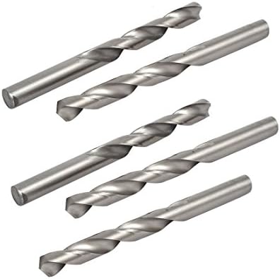 Aexit 11,2mm DIA Tool Tolder HSS Flutes duplas Funcionos retos Twist Bits Bits Silver Tom 5pcs Modelo: 82AS593QO356