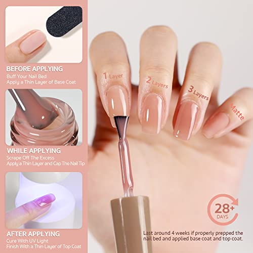 Esmalte de gel nude puro gaoy e base de gel de 16 ml e pacote de conjunto de casaco superior