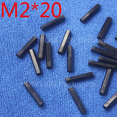 Parafuso M220 preto 100pcs nylon staneff spacer padrão m2 feminino feminino 20mm kit de kit de reparo de peças de plástico