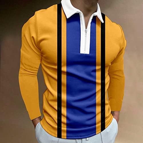 Camisa polo masculina do ZDDO, trabalho de moda colorblock retchwork xadrez listrado de tênis de gola de gola revolta listrada