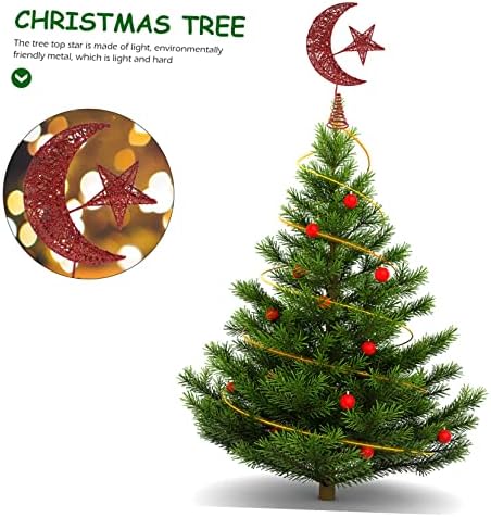 ABAODAM 3PCS Árvore de Natal Top Star Yule Tree Tree Topper Red Ornamento de Natal Árvore de Natal Decorações de