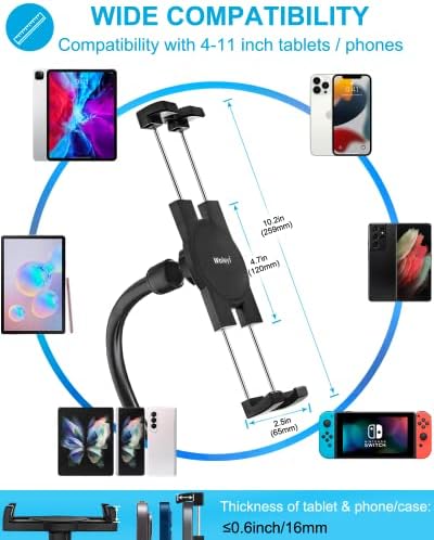 Portador de comprimidos de bicicleta de exercício, suporte para iPad para iPad do GooseNeck - Montagem do guidão de bicicleta para