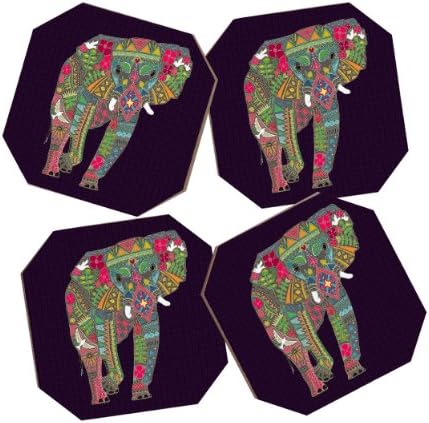 Negar designs Sharon Turner Painted Elephant Purple Moups, conjunto de 4