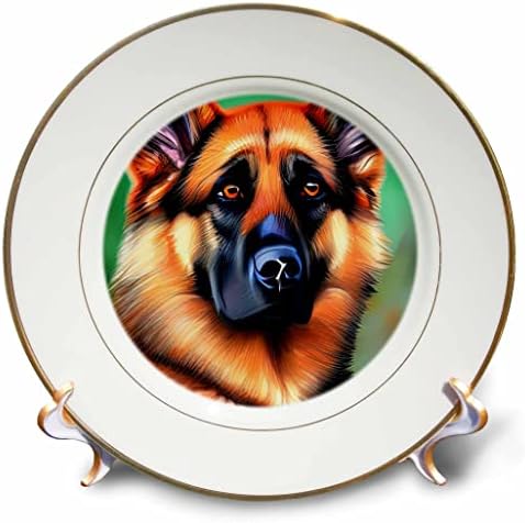 3drose adorável cão pastor alemão. Fundo verde. Presente de arte digital - placas