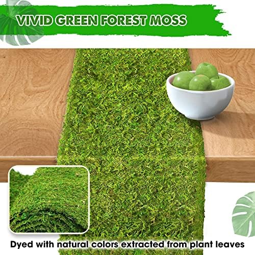 Duspro 11 x71 Moss Table Runner, carpete de musgo para parede de musgo verde, runner de mesa de musgo para decoração