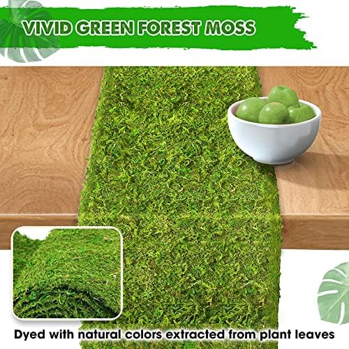 Duspro 11 x71 Moss Table Runner, carpete de musgo para parede de musgo verde, runner de mesa de musgo para decoração de mesa, casca de tapete musgoso e folha de musgo, rolo de musgo para musgo de jardim de fada, folhas de musgo para artesanato