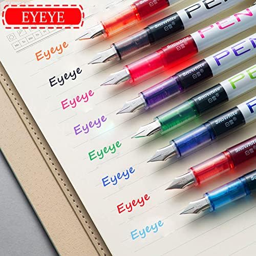 Canetas de tinta descartáveis ​​de eyeye 8 coloridas para escrever 8 canetas de tinta de cor variadas de cor mais finez da ponta