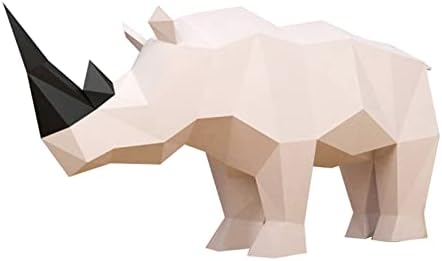 Rhino Shape 3d Paper Trophy Diy Paper Sculpture Modelo de papel artesanal criativo Origami Puzzle Geométrico Decoração