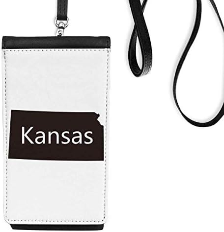 Kansas America EUA mapa esboço bolsa de carteira de telefone pendurada bolsa móvel bolso preto