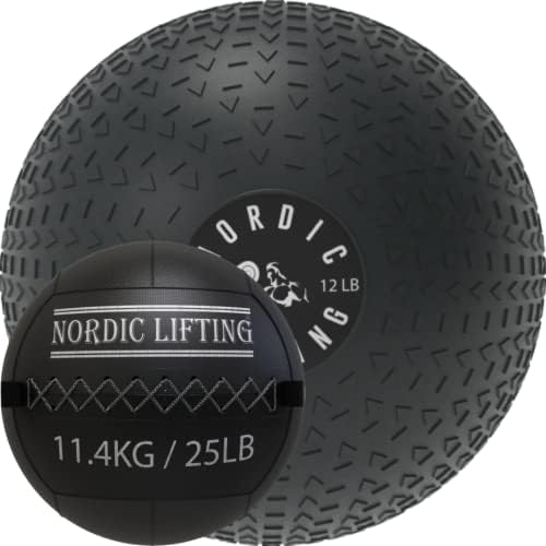 Nordic Lifting Slam Ball 12 lb pacote com bola de parede 25 lb