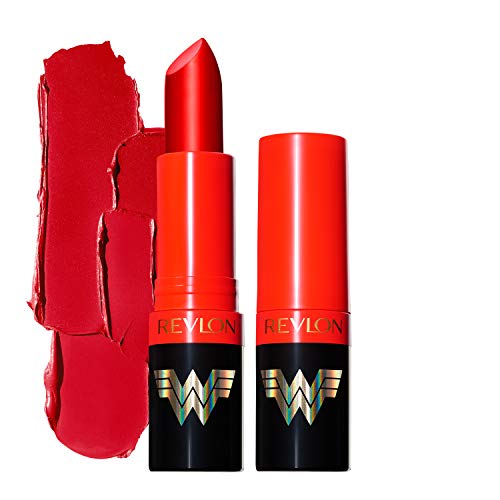 Revlon x WW84 Mulher Maravilha Super Lipstick com Vitamina E e Óleo de Avocado, batom fosco em nu, 003 , 0,15 oz