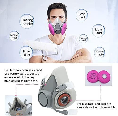 Máscara do respirador com filtros Conjunto - Capa de peça facial reutilizável com filtro 4pcs 2097 e tampões para ouvidos