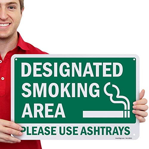 SmartSign Designated Smoking Area - Por favor, use rótulo de cinzas | Vinil laminado de 10 x 14