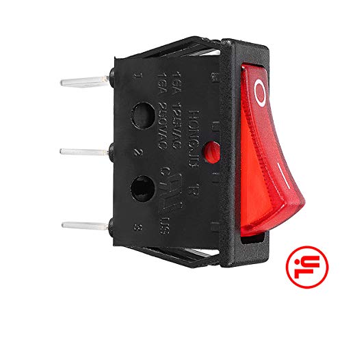 Aexit Red Illuminated Wall Switches Light On/Off SPST Boat Rocker Switch 10A/250V Dimmer Switches 15A/125V AC