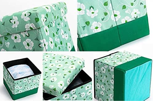 Foreol simples genérico, estampas florais rurais Padrões, verde claro com tampa de tampa Sofá Sofá Banco de sapato de troca, sala de estar decoração em casa/30cm*30cm*30cm