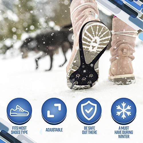 Grippers de gelo chuteiras para sapatos e botas - 2 pacote de cães de aderência anti -slip de sapatos para neve e gelo