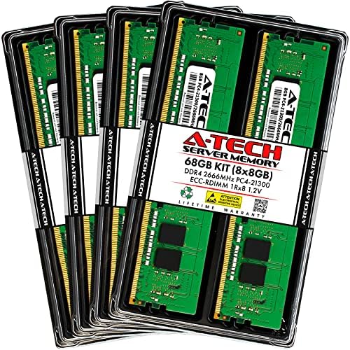 A -Tech 64GB Kit Memory RAM para Supermicro X10DRI - DDR4 2666MHz PC4-21300 ECC Registrado RDimm 1RX8 1.2V - Servidor