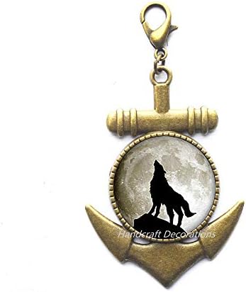 HandcraftDecorações uivando lobo âncora zíper Pull lobse lagosp clop wolf jóias presente para mulheres presente para seu