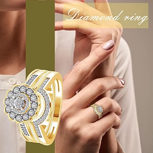 Casamento e anéis de noivado anel criativo anel ondulado de flor de butt redonda de forma de zircão de zircão embutido