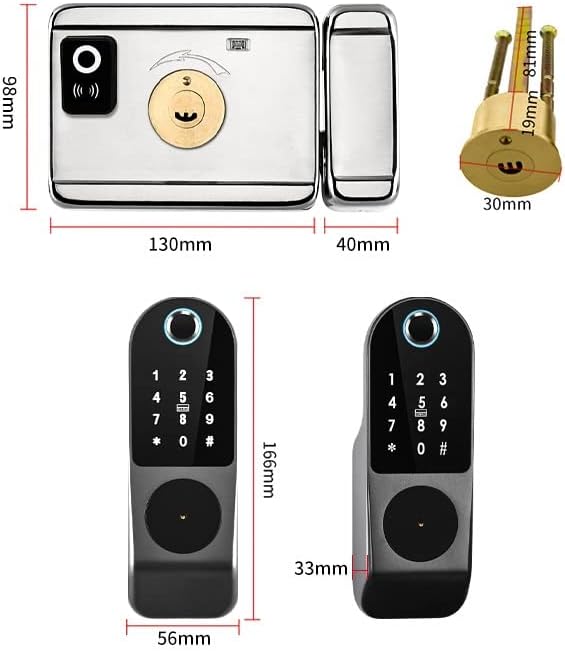 Bloqueio de porta de impressão digital trava de portão externo à prova d'água Tuya App Digital Código RFID Cartão