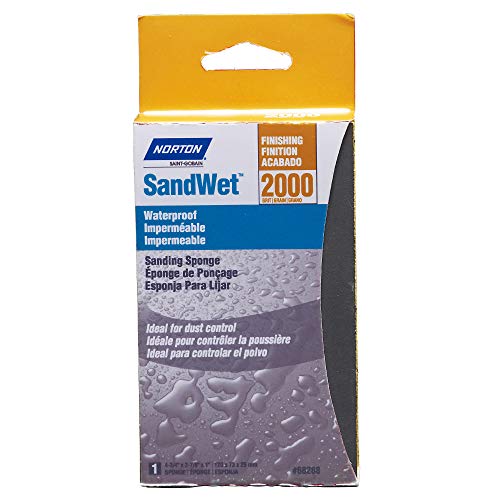 Esponja de lixamento Norton, Wetwall Lia de lixa de areia de grau extra de grau extra 2000, alternativa de lixa, pacote de 20