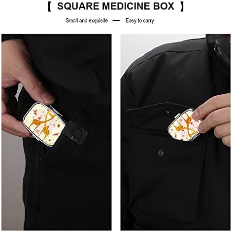 Caixa de comprimido quadrado Giraffe Butterfly Box Caixa Metal Medic Medicine Case Organizador para bolso e viagens 2.2x1.6in