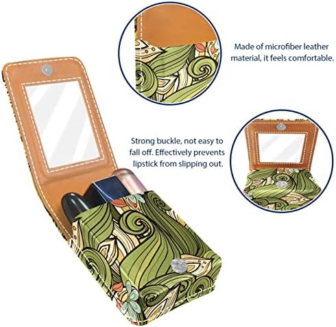 Caixa de batom de batom de viagem Guerotkr, saco de maquiagem portátil de batom com espelho, flor