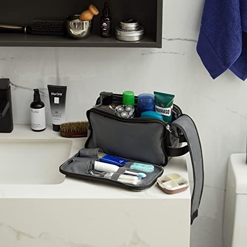 Bolsa de higiene pessoal LifeWit para homens, grande kit de dopp de barbear de viagem com zíperes duplos, banheiro