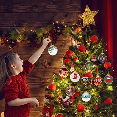 Decoração de cristal de Natal Ornamento pendurado, decoração de decoração brilhante para a árvore de natal, gravação de cristal