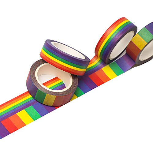 Fita de Washi de cor de arco -íris de DeRayee, fitas decorativas de mascaramento para scrapbook DIY, planejador, embrulho