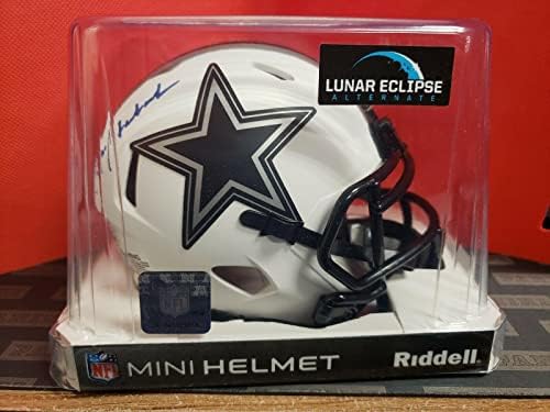 Roger Staubach assinado Cowboys Lunar Eclipse Mini capacete JSA Authenticed - Capacetes NFL autografados