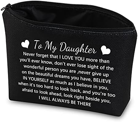 Presente de aniversário da filha da filha da mãe, doce 16 presente inspirador para minha filha maquiagem bolsa cosmética Graduação