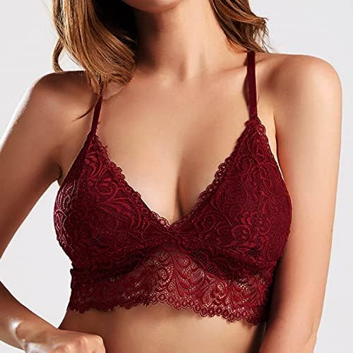 Braletas de renda de triângulo acolchoado sem fio de renda feminina para mulheres de beleza Back Back Spaghetti Strap Bras